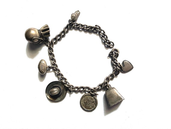 アクセサリー UK Vintage Silver Charm Bracelet 50g Vintage 50's Silver Charm Bracelet - Etsy