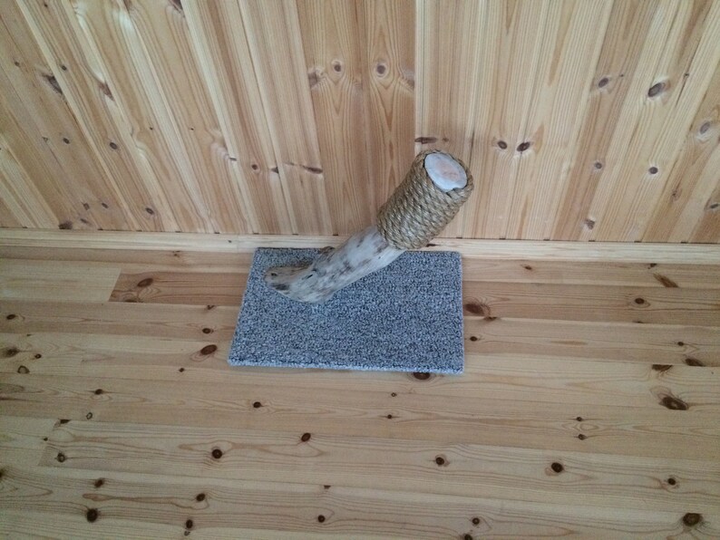 Small pinewood cat scratching post with manila rope Etsy