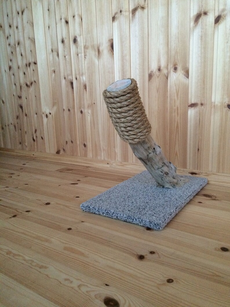 Small pinewood cat scratching post with manila rope Etsy