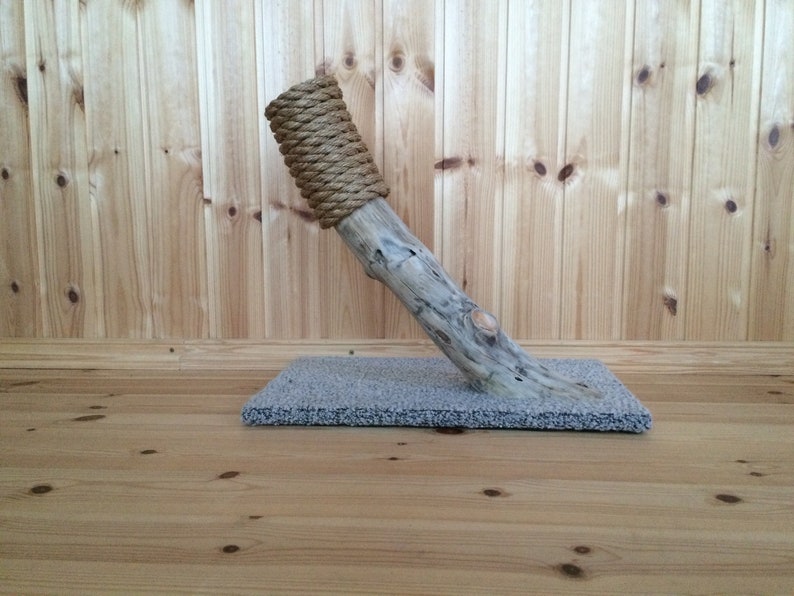 Small pinewood cat scratching post with manila rope Etsy