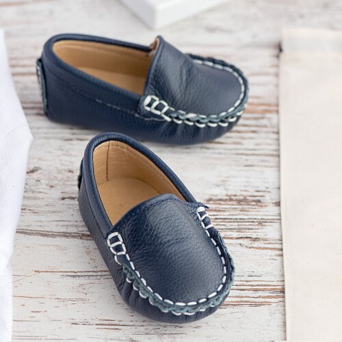 Baby Toddler Boy Pale Blue Suede Leather Loafers Christening Etsy