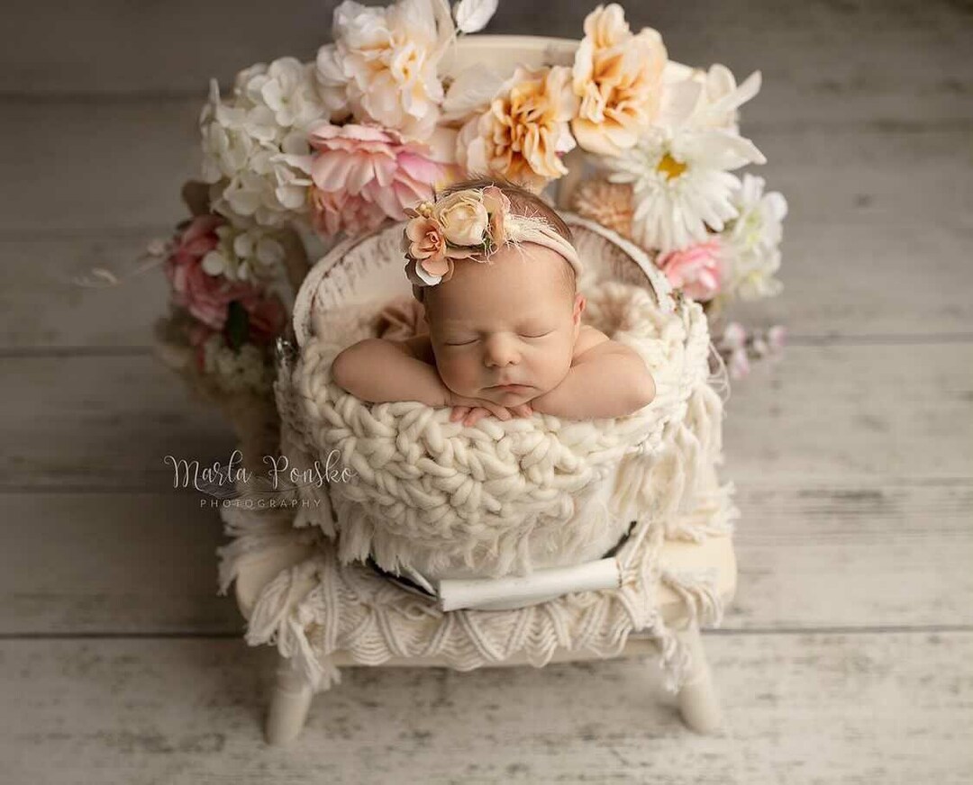 Chunky Newborn Layering Blanket Ivory White Photo Prop Etsy