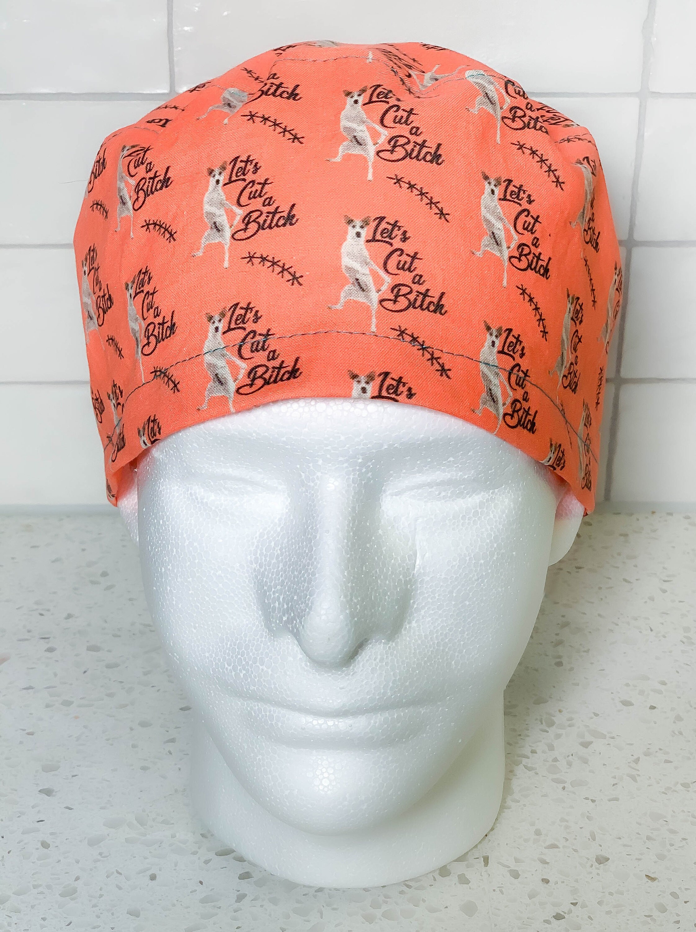 Let's Cut a Bitch Spay-themed Scrub Cap 