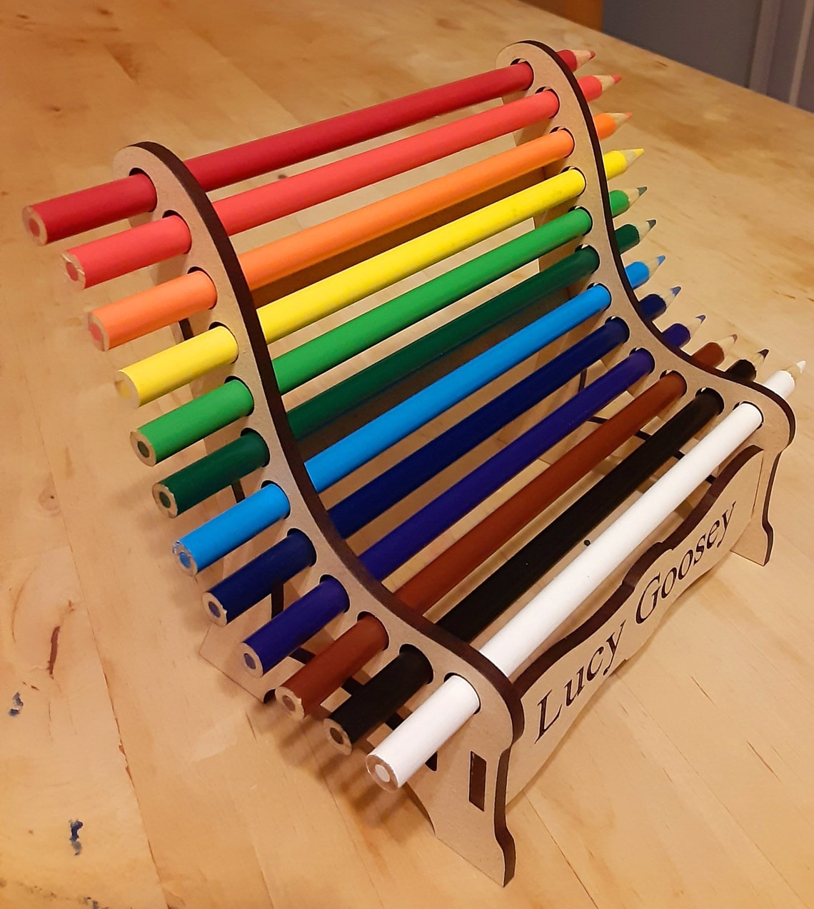 Hobby Lobby Colored Pencil Bench Personalized Pencil Bench w/Colored Pencils bonus coloring | Etsy