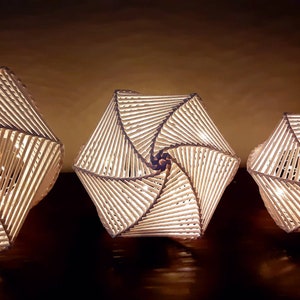 Medium Handwoven Paper Nightlight, Lantern, Lamp 1 image 8