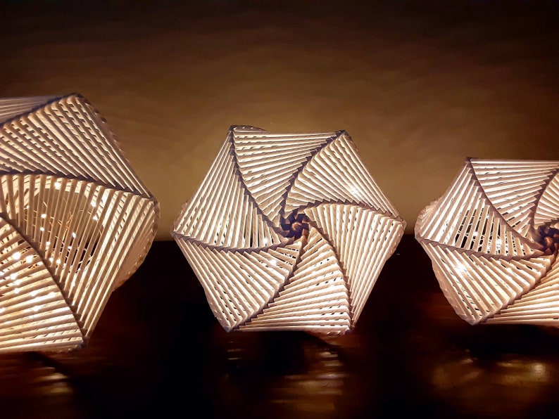 Medium Handwoven Paper Nightlight, Lantern, Lamp 1 image 8