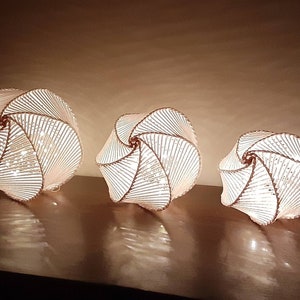 Medium Handwoven Paper Nightlight, Lantern, Lamp 2 image 2