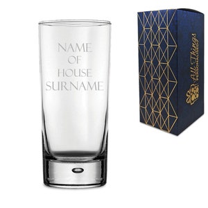 Personalised Engraved &quot;Name of House Surname&quot; Novelty Hiball Tumbler, Gift Boxed, Perfect for Birthdays and Christmas