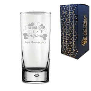 Engraved Cocktail Hiball Glass with World&#39;s Best Girlfriend Design