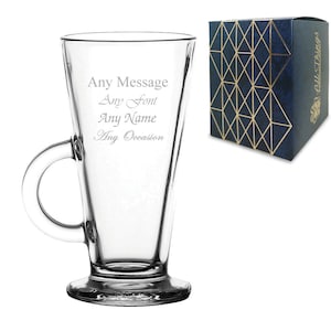 Personalised Engraved Columbian Latte 10oz Coffee Tea Birthday  - Any Message Engraved