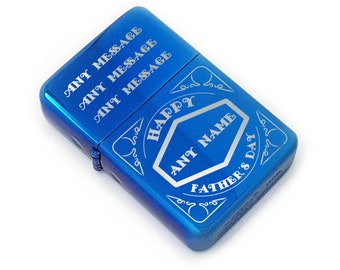 Personalised Engraved Blue Fathers Day Lighter with Retro Design