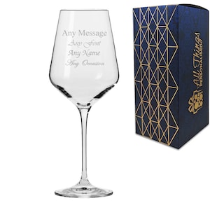 Personalised Engraved 390ml Infinity Red Wine Glass Gift Box Wedding Birthday Christmas