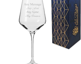 Personalised Engraved 390ml Infinity Red Wine Glass Gift Box Wedding Birthday Christmas
