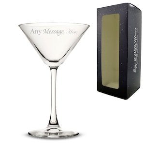Personalised Engraved Enoteca Martini Glass, Gift Boxed, Personalise with Any Message