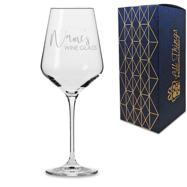 Engraved Infinity Wine Glass with Scripted 'Name's Wine Glass' - 14oz