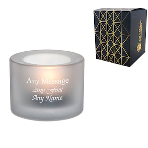 Personalised Engraved Chunky White Tealight Holder - Any Message Engraved