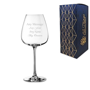 Personalised Engraved  Grands Cepages 12.5oz Red Wine Glass With Gift Box - Any Message Engraved!!