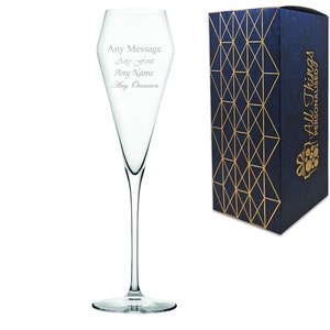 Flûte à champagne personnalisée 7,5 oz avec bord gravé, coffret cadeau, cadeau de mariage d&#39;anniversaire et de Noël