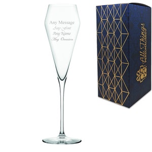 Flûte à champagne personnalisée 7,5 oz avec bord gravé, coffret cadeau, cadeau de mariage d'anniversaire et de Noël