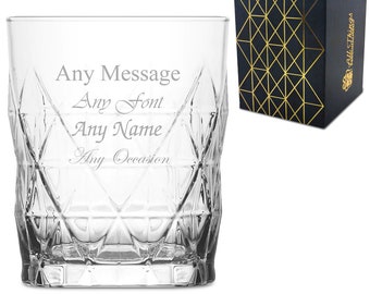 Personalised Engraved 345ml Keops Whisky Glass, Gift Boxed, Perfect for any whiskey lover