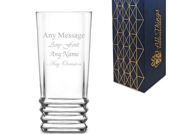 Personalised Engraved 335ml Elegan Hiball Glass, Gift Boxed, Perfect for any occasion