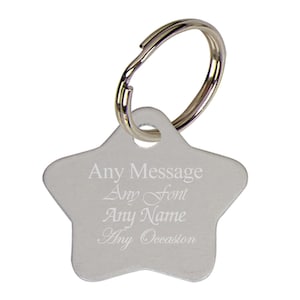 Personalised Engraved Matt Star Keyring, The Perfect gift for Anyone, Great for any Occasion