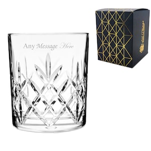 Personalised Engraved 320ml Flamenco Crystalite Full Cut Whisky Tumbler Gift Box Wedding Birthday Christmas