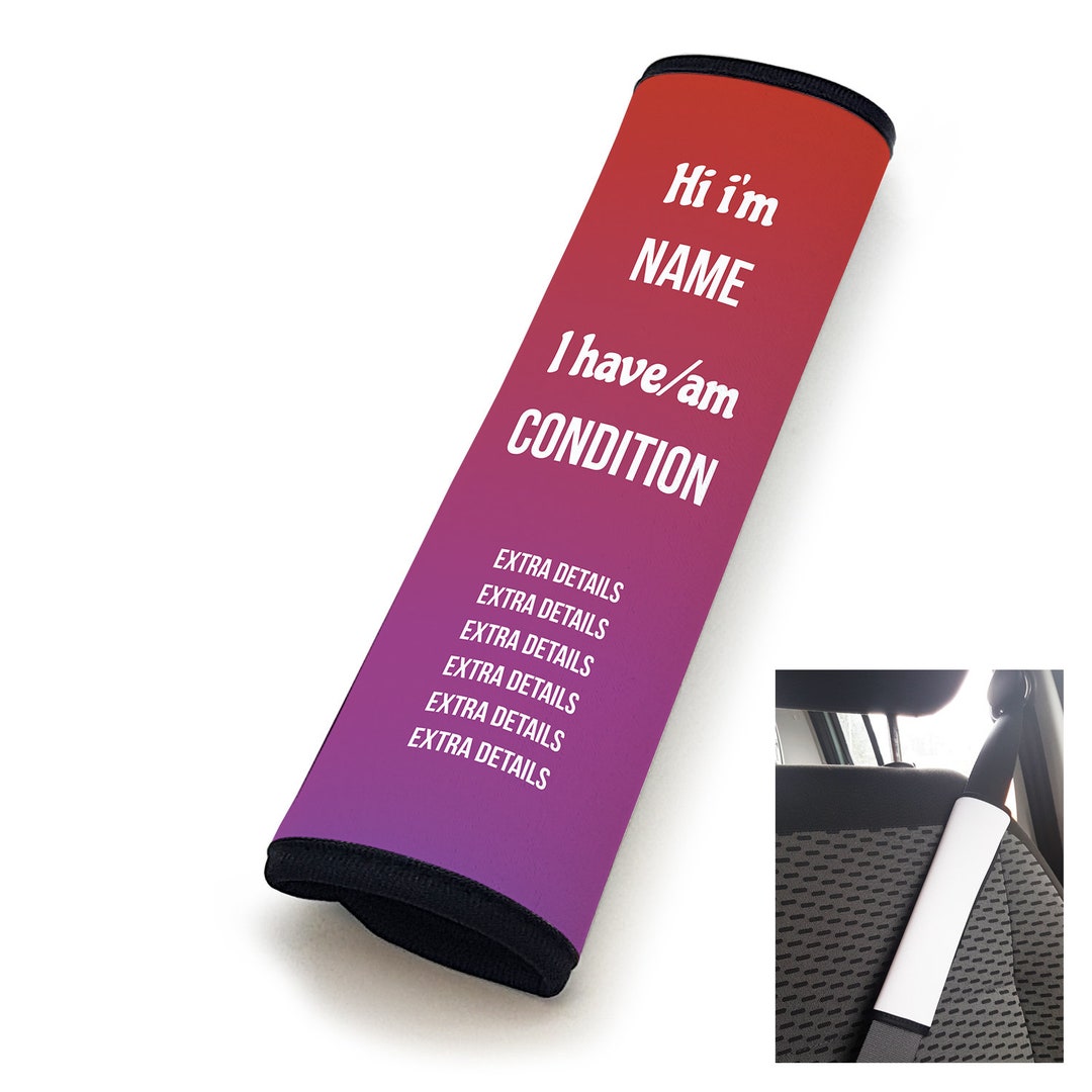 Personalised Seat Belt Cover for Medical Conditions Etsy