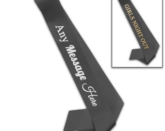 Personalised Black Sash 2" wide, Personalise with Any Text Colour for Any Occasion
