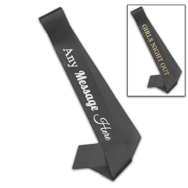 Personalised Black Sash 2" wide, Personalise with Any Text Colour for Any Occasion