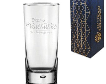 Engraved Cocktail Hiball Glass with Happy Valentines Design