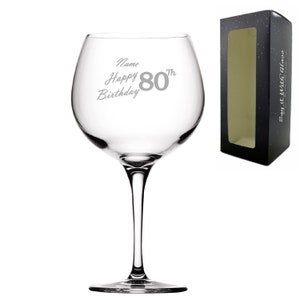 Engraved  Primeur Balloon Happy 80th Birthday Handwritten Design Gift Boxed