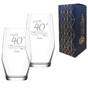 Engraved 40th Anniversary Ella Highball Set of Two 16.7oz