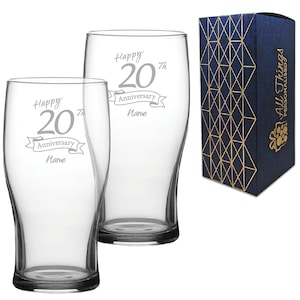 Engraved 20th Anniversary Tulip Pint Set of Two 20oz