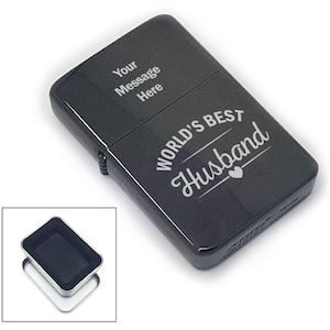 Schwarzes Feuerzeug mit dem weltbesten Ehemann-Design