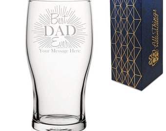 Verre de pinte tulipe gravé personnalisé, meilleur design pour papa de tous les temps, à personnaliser avec n'importe quel message, parfait pour tous les pères