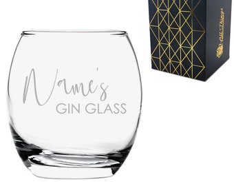 Engraved Tondo Tumbler with Name's Gin Glass Design