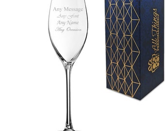 Personalised Engraved Grands Cepages 8.5oz Champagne Flute Wedding Wine Birthday Bridesmaid