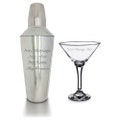 Personalised Engraved Cocktail Shaker with Strainer and Martini Glass, Perfect for any Cocktail lover, Great for any Occasion