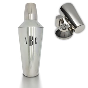 Personalised Engraved Cocktail Shaker with Triple Initials, Personalise with Any Initials