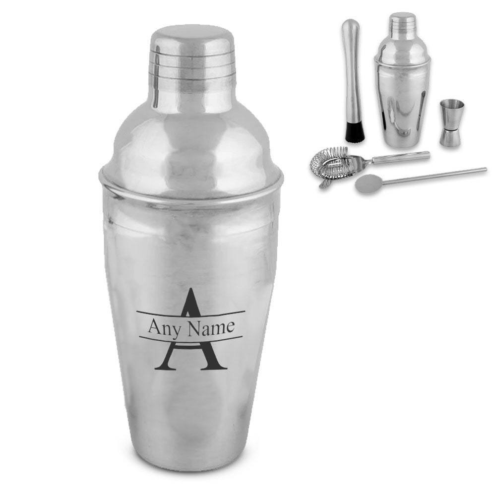 Personalised Engraved Cocktail Shaker Set with Initial and Etsy
