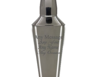 Personalised Engraved Cocktail Shaker with Strainer, Perfect for any Cocktail lover, Great for any Occasion