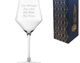 Personalised Engraved Edge Wine Glass Large 17.75oz Wedding Birthday Bridesmaid