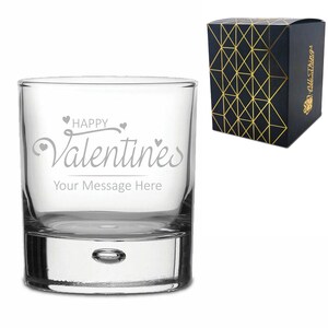 Engraved Whisky Tumbler with Happy Valentines Design
