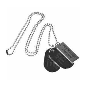 Personalised Tags Stainless Steel Dog Tag Necklace, Metal Ball Chain, All 3 Tags Engraved