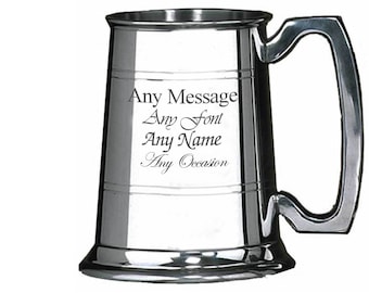 Gepersonaliseerde gegraveerde 10oz tinnen bierpul, elk bericht gegraveerd, perfect voor elke gelegenheid