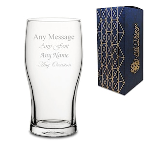 Personalised Engraved Tulip Pint Glass Wedding Beer Birthday - Any Message Engraved