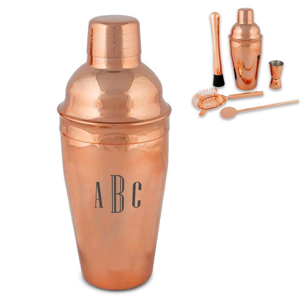 Personalised Engraved Rose Gold Cocktail Shaker Set With Etsy UK