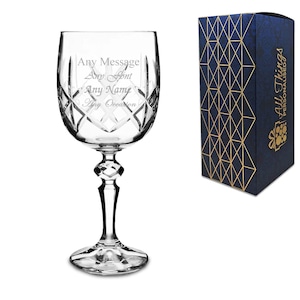 Personalised Engraved 220ml Flamenco Crystalite Panel Goblet Gift Box Wedding Birthday Christmas