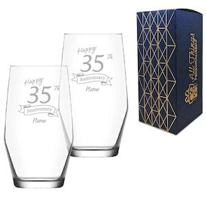 Engraved 35th Anniversary Ella Highball Set of Two 16.7oz